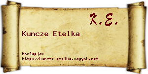 Kuncze Etelka névjegykártya
